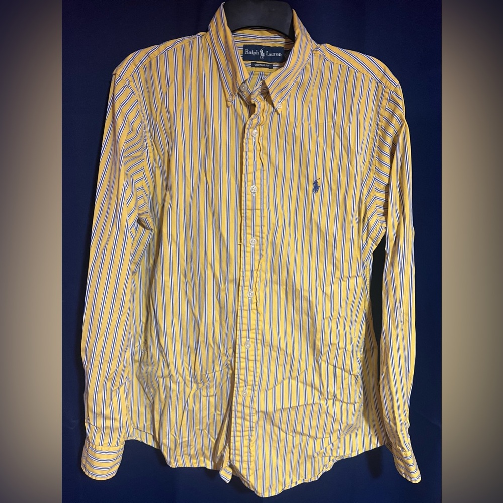 Ralph Lauren Yellow and Blue Striped Button Down Shirt